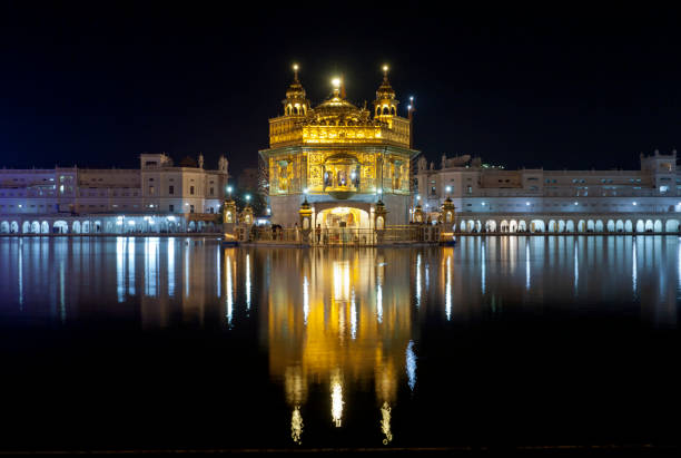 Golden Temple at night in Amritsar, India stock photo