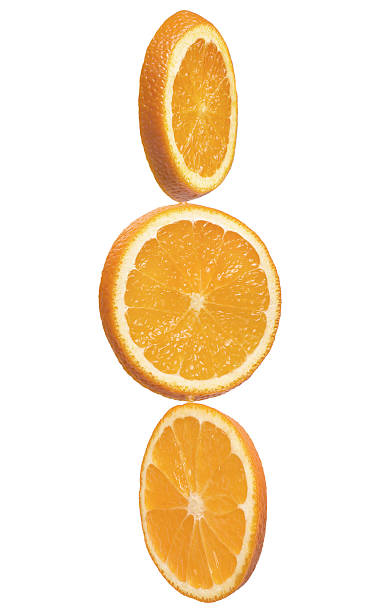 istock Thin slices of a fresh orange on a white background 184858572
