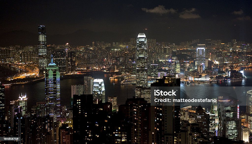 HK Night view of Hong Kong Building Exterior Stock Photo