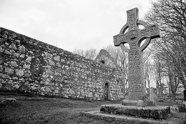 kildalton croix celtique - celtic knotwork photos et images de collection