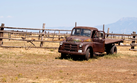 Old Truck  left to rot in a farm field