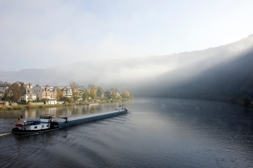 Barge on the Mosel River, Germany.
