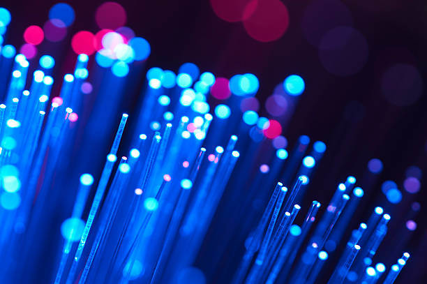 istock Blue and red fibre optical cables 184859869
