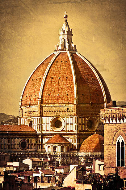 istock Florence Dome on Grunge Texture Background, Italian Architecture 184860060