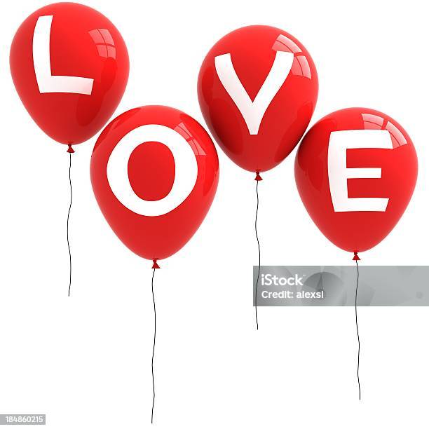 Love Globos Foto de stock y más banco de imágenes de Amor - Sentimiento - Amor - Sentimiento, Blanco - Color, Brillante