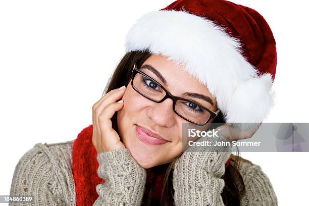 Christmas Girl Stock Photo - Download Image Now - Beautiful Woman, Christmas, Eyeglasses