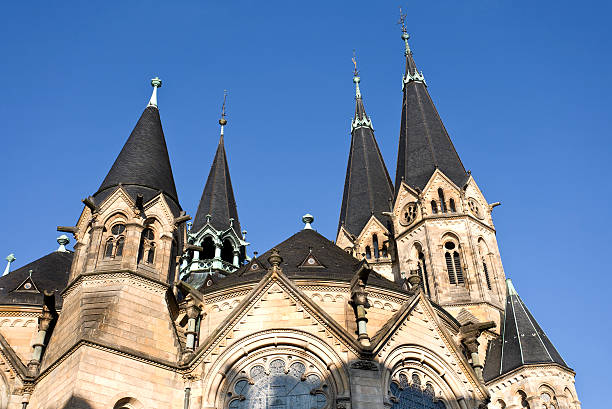 Ringkirche - Wiesbaden, Germany "Ringkirche - Wiesbaden, Germany - low-angle view" church hessen religion wiesbaden stock pictures, royalty-free photos & images