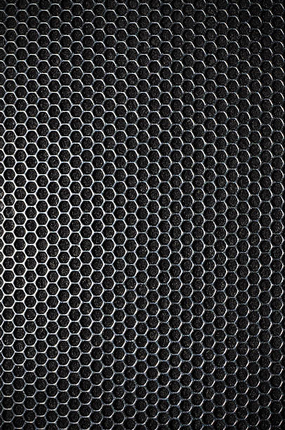 istock Black metal mesh background made up of hexagons  184860931