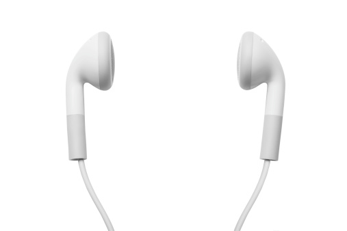 earbuds on white.