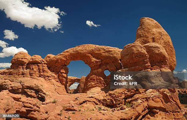 North Window Seen Through The Turret Arch Stock Photo - Download Image Now - Arch - Architectural Feature, Arches National Park, Arizona