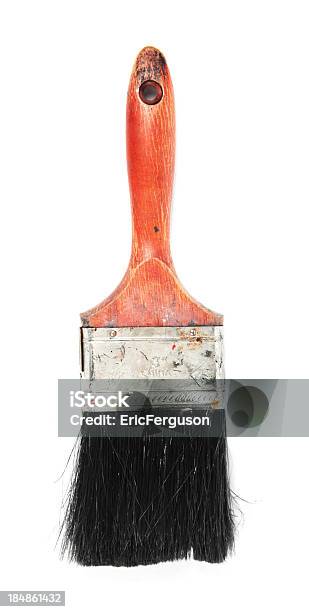 Wooden Paint Brush Isolatd On White Stock Photo - Download Image Now - Black Color, Cut Out, Dark