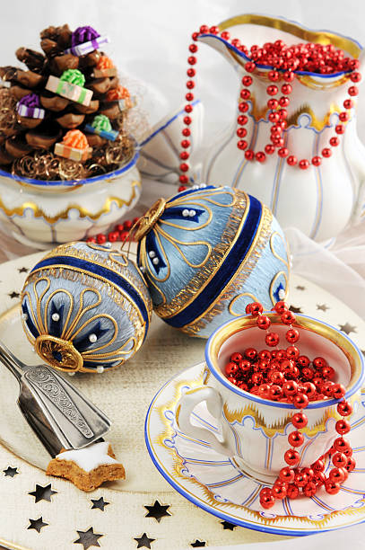 istock Biedermeier porcelain with old Christmas ornaments 184861535