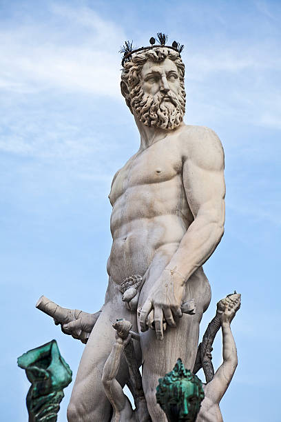 fontaine de neptune, piazza della signoria, florence, italie - tuscany florence italy italy neptune photos et images de collection