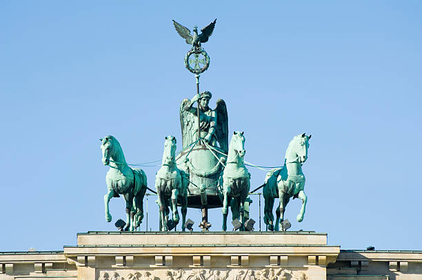 istock Quadriga Statue with a green copper patina. 184861556