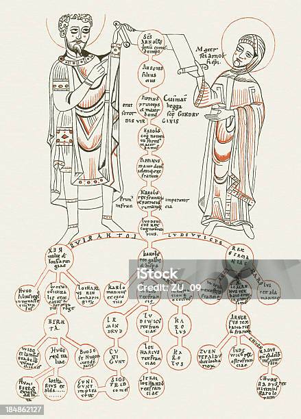 Carolingians Stock Vektor Art und mehr Bilder von Stammbaum - Stammbaum, Mittelalterlich, Stich