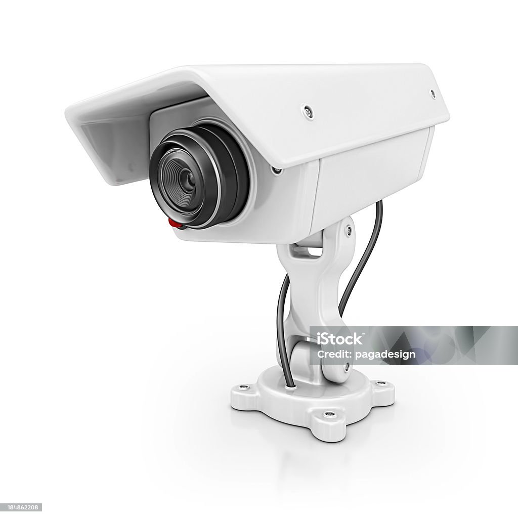 security camera isolated white security camera.3d render. Security Camera Stock Photo