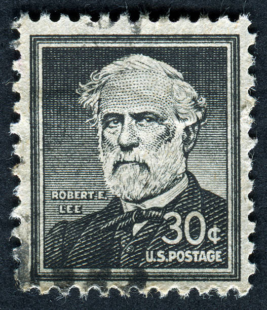 Robert E. Lee Stamp Cancelled Stamp From The United States Honoring The Civil War General Robert E. Lee.  Lee Died In 1870, Over 140 Years Ago. the general lee stock pictures, royalty-free photos & images