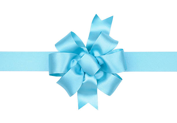 fiocco regalo blu chiaro - blue bow foto e immagini stock