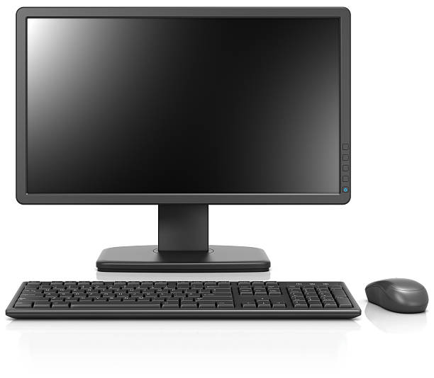 Black workstation front view stock photo