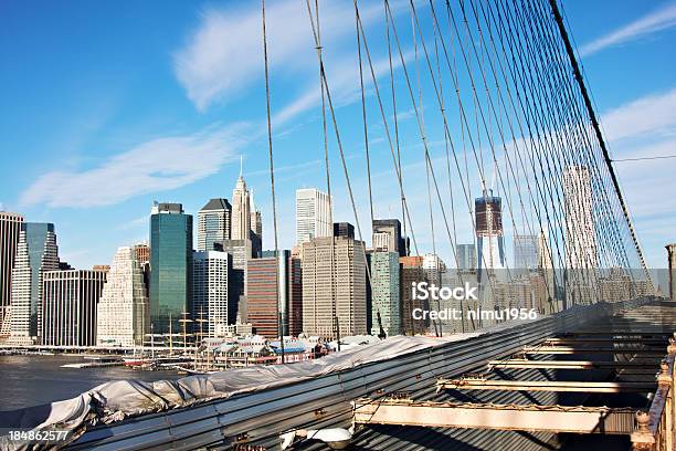 Manhattan Cityscape Seen From Brooklyn Bridge Stock Photo - Download Image Now - Apartment, Architecture, Bay of Water