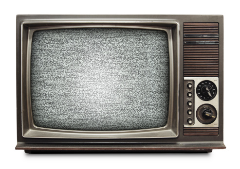 Vintage TV with static - with clipping path 