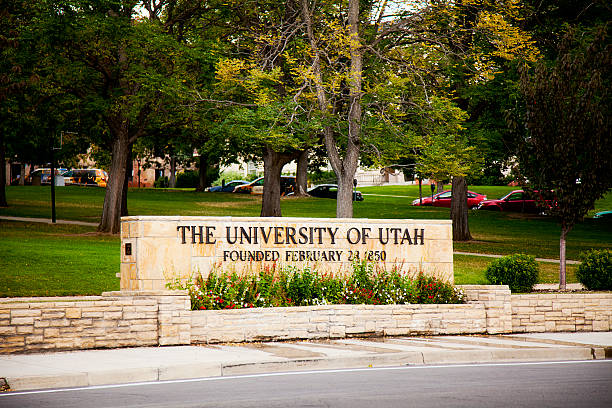 University Signage, Salt Lake City, Utah, USA stock photo