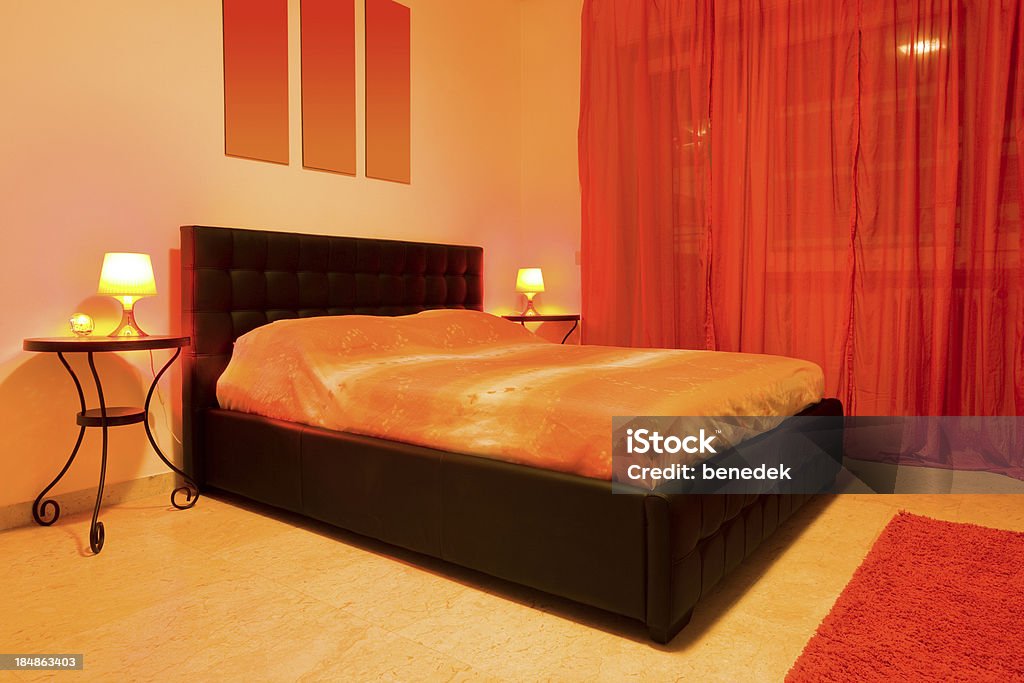 Red Bedroom Red Hot Bedroom Bed - Furniture Stock Photo