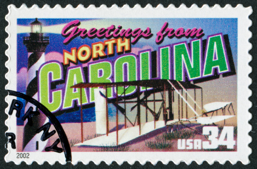 Cancelled Stamp From The United States Featuring The State Of North Carolina