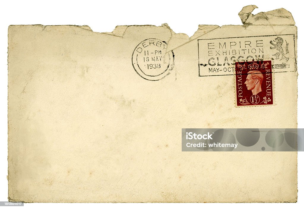 Грязный используется конверт из Дерби, 1938 - Стоковые фото 1930-1939 роялти-фри