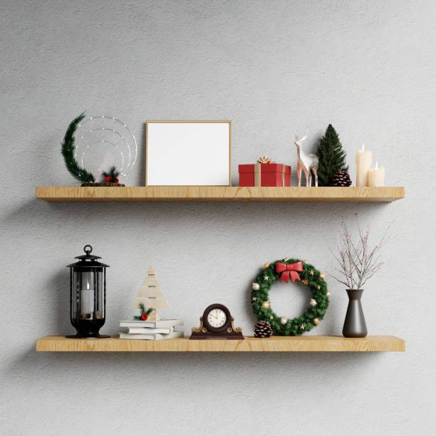 istock Frame mockup in living room. Christmas interior. Scandinavian style. 3d rendering, 3d illustration 1848643778