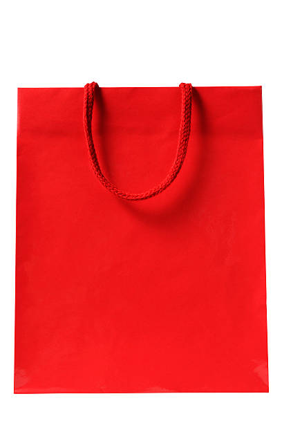 isolado foto de em branco vermelho bolsa de compras em fundo branco - bolsa de presente - fotografias e filmes do acervo