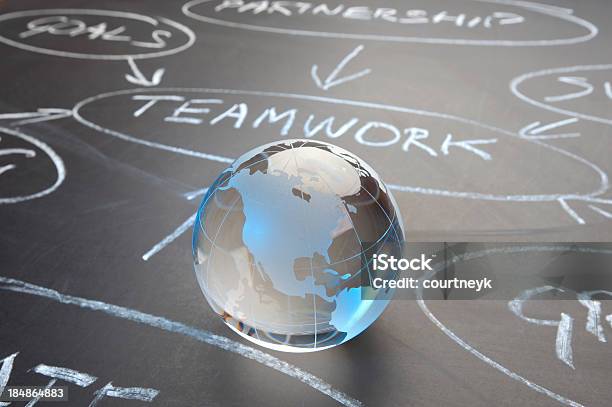 Teamwork Flowchart On A Chalk Board Stock Photo - Download Image Now - Aspirations, Achievement, Arrow Symbol