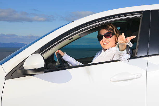 istock Woman White Car - Follow Me 184865019