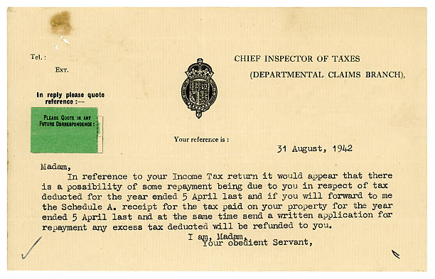 istock Income Tax letter about a refund, 1942 184865197