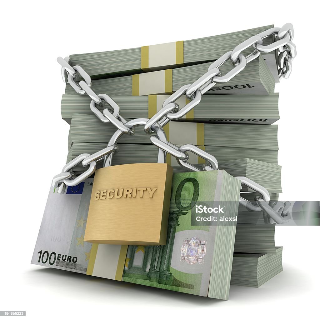 Dinero seguro-Euro - Foto de stock de Cadena - Objeto fabricado libre de derechos