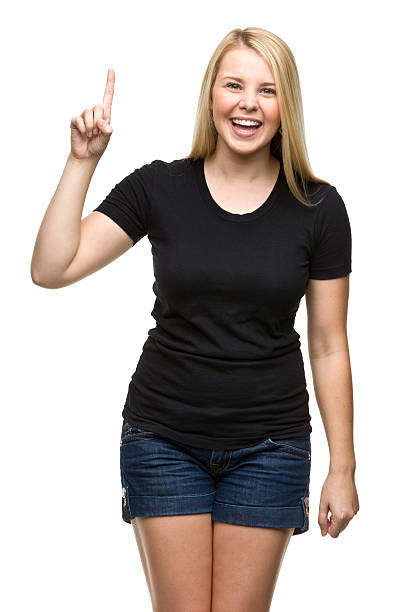 istock Young Woman Makes Number One Gesture 184865493