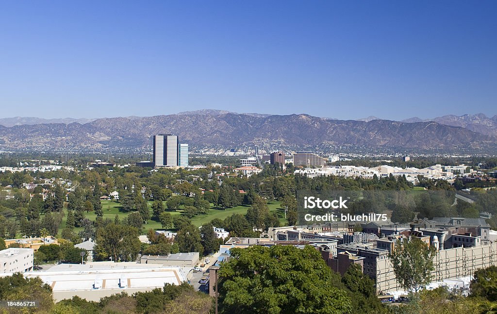 Los Angeles View of the city of Los Angeles and mountains in the background Universal Studios Hollywood Stock Photo