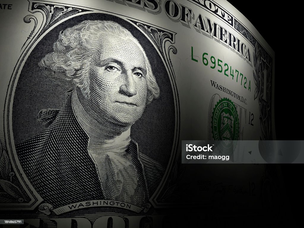 George Washington 왜고너의 클로즈업 만들진 달러 지폐 - �로열티 프리 1 달러 지폐-미국 지폐 통화 스톡 사진