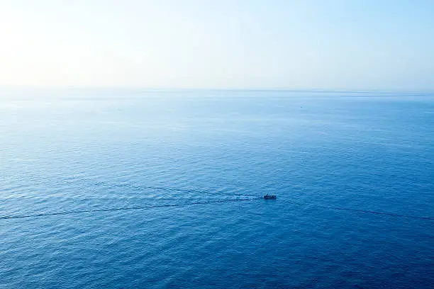 Aerial view of a sailing-boat in the Mediterranean.