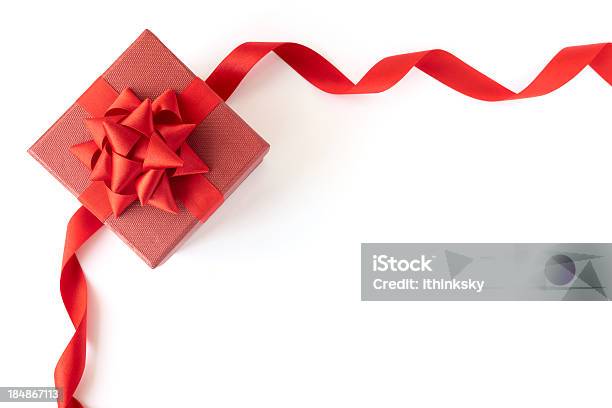 Gift Box And Bow Stock Photo - Download Image Now - Anniversary, Birthday, Birthday Present