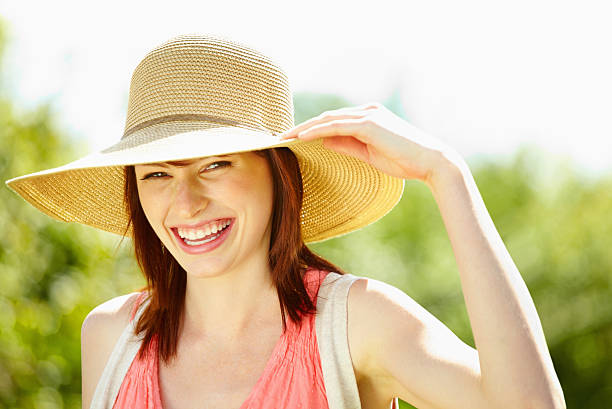istock Cute woman wearing summer hat 184867584