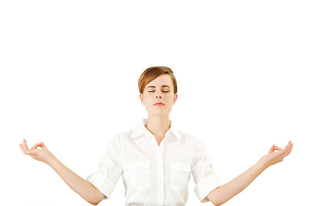 istock Young Businesswoman Doing Yoga 184867614