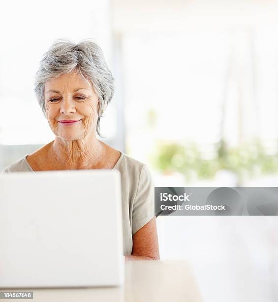 Mature Woman Using The Internet Stock Photo - Download Image Now - Senior Adult, Computer, Using Computer