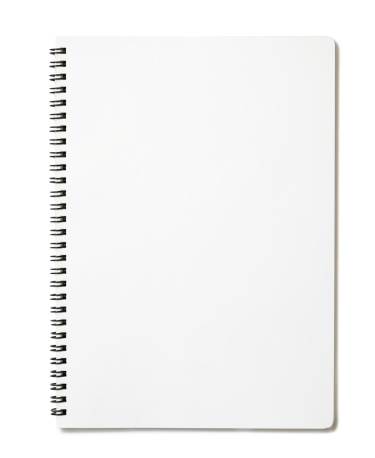 Blank notebook on white.