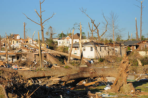 istock Neighborhood destroyed by tornado 184868464