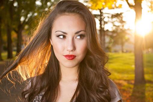 Beautiful Asian Girl at Sunset