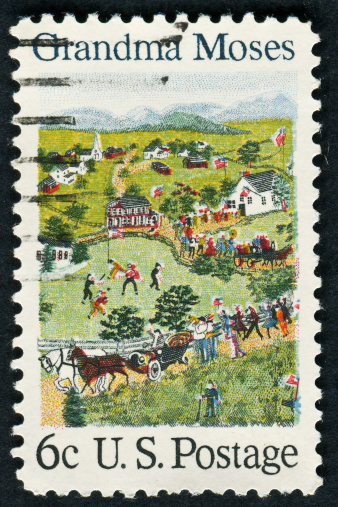 Cancelled Stamp From The United States Honoring Grandma Moses