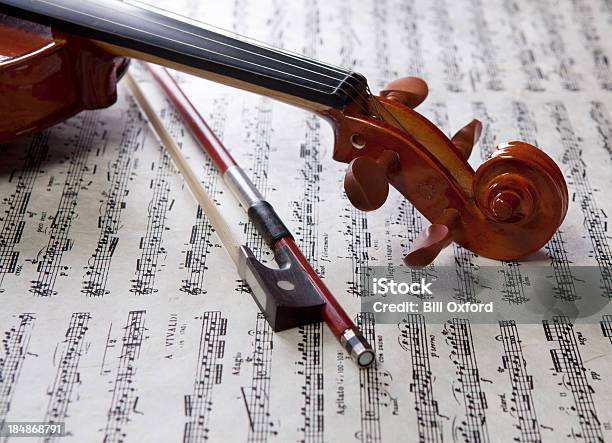 Violin Stock Photo - Download Image Now - Sheet Music, Bow - Musical Equipment, Carving - Craft Product