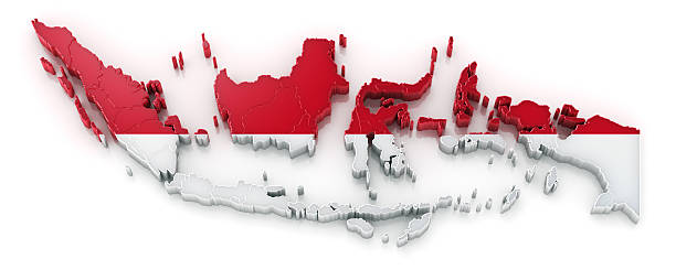 Indonesia map with flag stock photo
