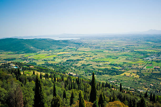 Panorama From Cortona, Tuscany stock photo